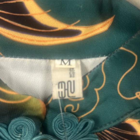 Multicolored Short Sleeved Fish Print Tunic Top - Initial Fascination - Picture 6 of 6